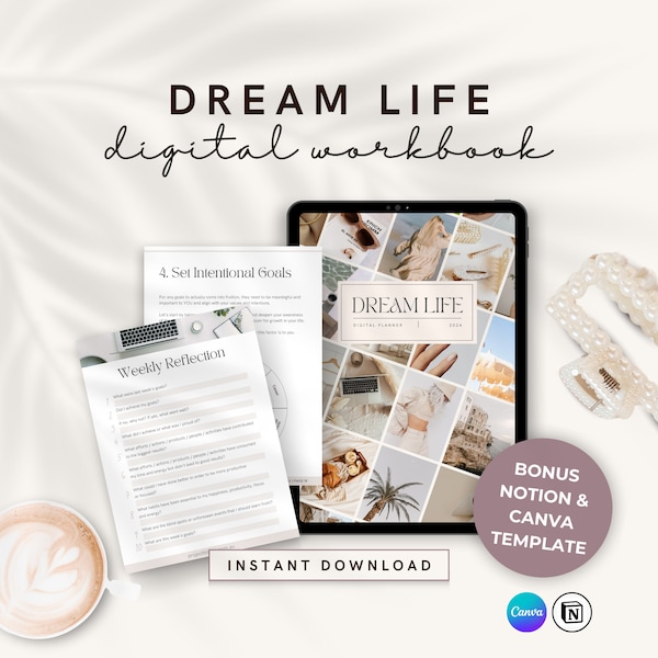 Create your Dream Life Digital Workbook | THAT GIRL | Goal Setting | Life Purpose Planner | Self-Development Worksheets | Printable PDF