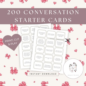 200 afdrukbare vragenkaarten voor Valentijnsdag | Gespreksstarters | Ideeën voor een date-avond | Kaartspel voor stellen: digitale download