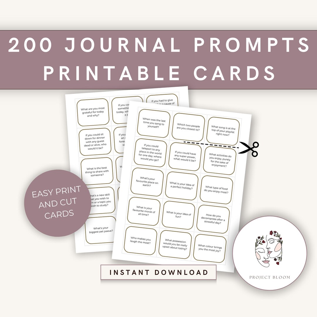 200 Printable Self- Discovery Journal Prompts | Self-care Journal ...