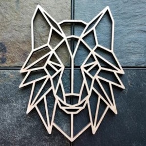 Decoración de pared de lobo geométrico, decoración de pared de origami, arte de pared de lobo, decoración de pared geométrica, lobo geométrico, arte de pared de lobo minimalista.