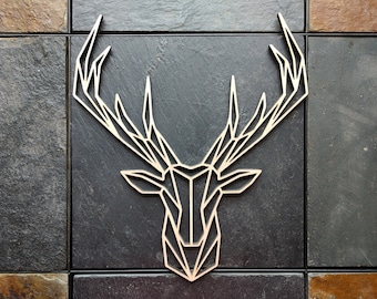 Geometric deer. Deer wall decor, origami wall decor  Deer wall art, Deer head wall art, Origami wall art, minimalist