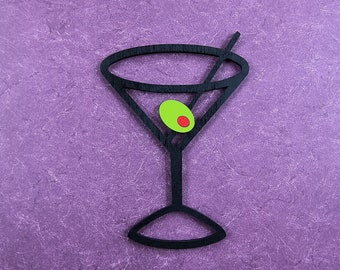 Martini glass, painted, Bar Decor, Wall Decor, Martini
