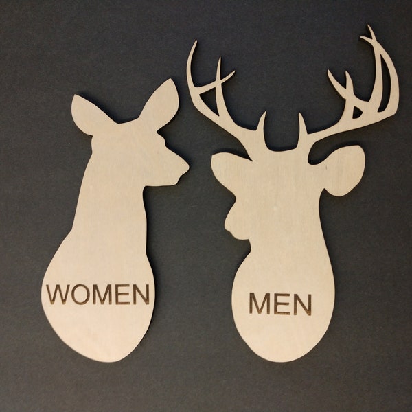 Restroom signs, buck and doe