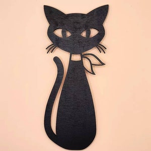 Midcentury modern cat  Mid-Century Modern Cat Wall Decor, Mid Century Modern Wall Decor, Black Cat Wall Decor, Mid Century Decor Home decor