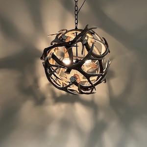 Mule Deer Antler Globe Chandelier, 22&quot; or 30&quot;, Idaho Rustic Lighting (Unique Lodge, Cabin, Decor) Elegant Modern/Rustic Lighting