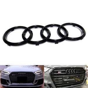 Black Gloss Front Grille Ring Logo Badge Emblem For Audi A3 A4 S4 A5 A6 273x94mm