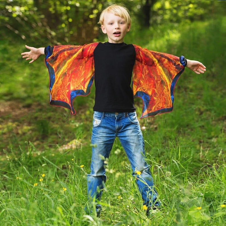 Mighty Dragon Wings Shirt for kids/children, Dress Up Toy Costume Wings for girls and boys, high quality, organic & machine washable image 1