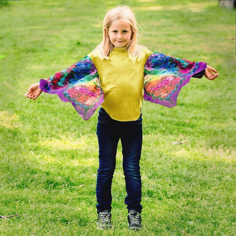 Dancing Butterfly Wings Shirt for kids/children, Dress Up Toy Costume Butterfly Wings for girls & boys, quality, organic, machine washable image 1