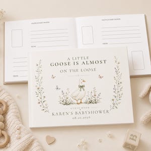Silly Goose Shower Guestbook, Custom Instax Guest Book, Baby Shower Goose, Goose On The Loose Baby Shower, Photo Guest Book, Polaroid Book image 2