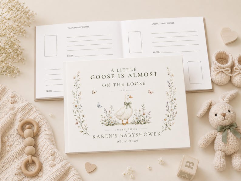 Silly Goose Shower Guestbook, Custom Instax Guest Book, Baby Shower Goose, Goose On The Loose Baby Shower, Photo Guest Book, Polaroid Book image 2