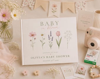Baby In Bloom Baby Shower Guest Book, Custom Polaroid Guest Book, Wildflower Baby Photo Guest Book, Instax Guest Book, Flowers Baby Shower