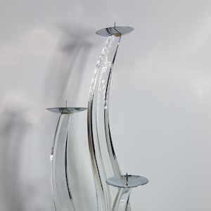 HUGE PRICE REDUCTION! Vintage Giuliano Tosi Murano Clear Glass Candlesticks, Set of 3, Circa 1970