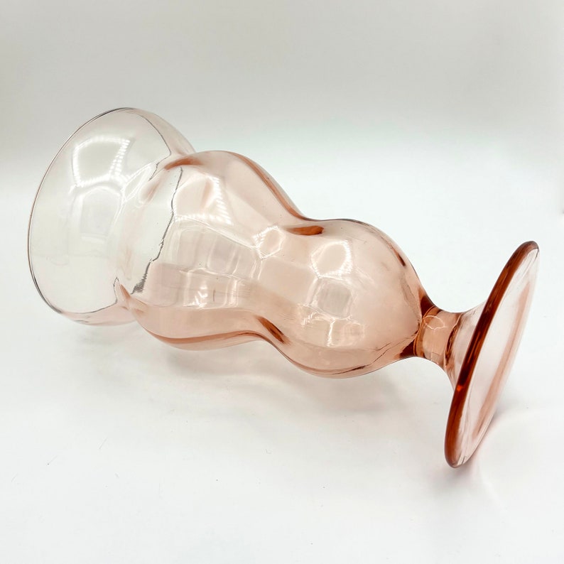 Rare Set of 4 Vintage Federal Glass Pink Ice Cream Soda Footed and Fluted Glasses, 7 tall x 3.75 wide, 15 ounce, 1940s