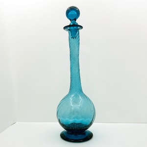 Vintage Hand-blown Mexican Avalos 10.5&quot; Cruet with Stopper, 10 ounce, 1960s