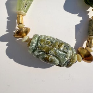 Jade Green Bracelet Stack, Handmade Stretch Bracelet, Java Glass Beaded Bracelet, Boho Layering Jewelry, Gift for Her