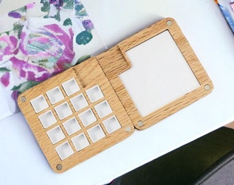 Mini Farbpalette, Aquarell Holzkasten, Reise Aquarell Kit, Künstlerfarbpalette, Go Draw, Aquarellpalette Geschenk