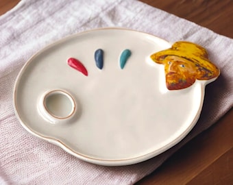 Artist Paint Palette, Ceramic Watercolor Palette, Gouache Paint Set, Mixing Palette, Gift For Painter, Gouache Palette