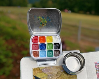 Travel Watercolor Set, Watercolor Paint Kit, Artist Paint Palette, Watercolor Palette, Mini Paint Box, Go Draw Palette