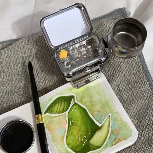 Portable Watercolor Set, Watercolor Palette, Watercolor Supplies, Travel Paint Set With Pocket Notebook, Aquarelle Palette, Go Draw