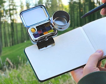 Mini Portable Watercolor Set, Watercolor Palette, Watercolor Supplies, Travel Paint Set With Pocket Notebook