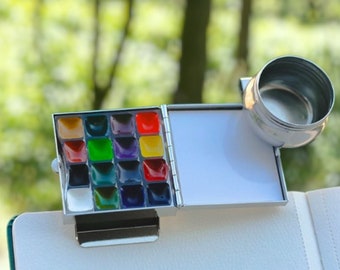 Watercolor Paint Set, Artist Paint Palette, Watercolor Palette, Mini Paint Palette, Travel Watercolor Kit, Go Draw Box