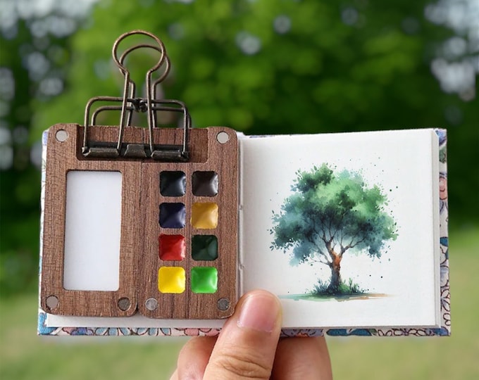 Travel Watercolor Set, Aquarelle Paint Set, Mini Watercolor Sketchbook, Watercolor Brush, Pocket Watercolor Set