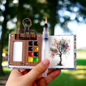 水彩絵の具セット、ミニ水彩スケッチブック、絵筆、ポケット水彩絵の具セット、旅行用絵の具パレット