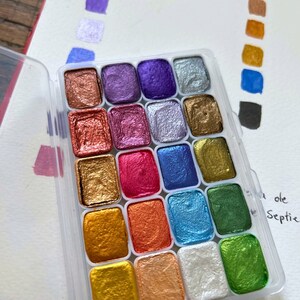 Metallic Watercolors, Natural Pigment, Professional Watercolor Paints, Handmade Color Paint, Watercolor Supply, Nail Art Pigment zdjęcie 5