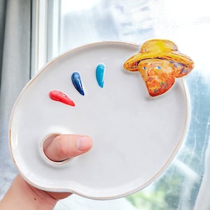Ceramic Paint Palette, Ceramic Palette For Painting, Gift For Painter, Ceramic Art Palette, Mixing Palette, Painted Tray