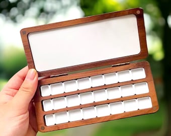 Holzfarbkasten, Künstlerfarbpalette, Aquarellpalette, Malerpalette, Farbschale, Go Draw, Pocket Aquarell Set