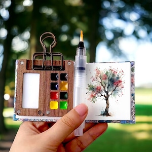 水彩絵の具セット、アクアレル、ミニ水彩スケッチブック、絵筆、Go Draw、ポケット水彩セット、旅行用絵の具パレット