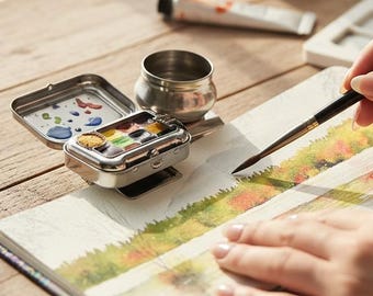 Travel Watercolor Paint Set, Watercolor Palette, Artist Paint Palette, Portable Paint Box, Gift For Painters, Paint Kit