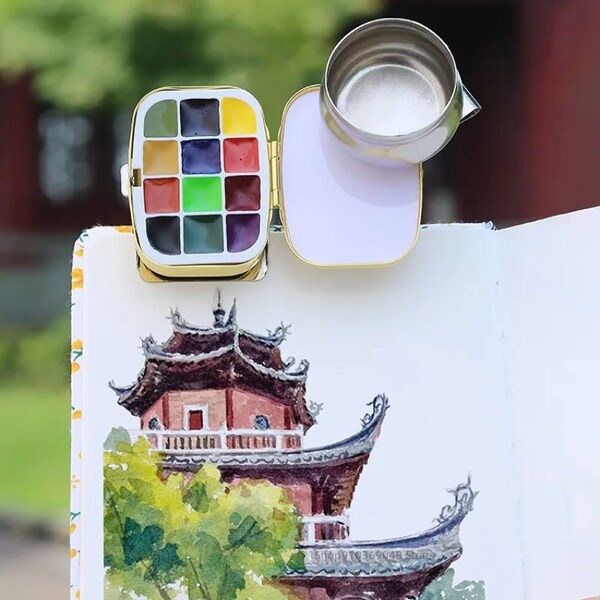 Paint Palette Set, Mini Paint Box, Portable Artist Paint Palette, Watercolour Supplies, Gift For Creative Person, Go Draw