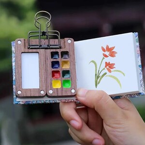 Go Draw Palette, Handiwork Palette,art Supplies, Watercolor Tiny Palette,  Mini Watercolor Box, Travel Watercolour Set, Walnut Watercolor Box 