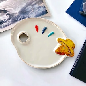 Ceramic Paint Palette, Watercolor Palette, Color Mixing Palette, Gift For Painter, Watercolor Paint Tray, Gouache Palette