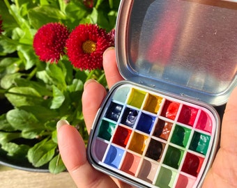 Mini Watercolor Palette, Portable Travel Box Painting, Gift For Creative Person, Artist Paint Palette, Tiny Box