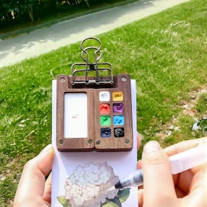 Mini Wooden Paint Palette, Watercolor Palette, Portable Paint Box, Walnut Palette, Gift For Painters, Artist Paint Palette