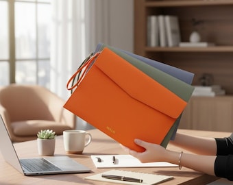 Custom Travel Documents Holder, Personalized Leather A4 File Bag, Waterproof File Folder Organizer, Leather Document Folder