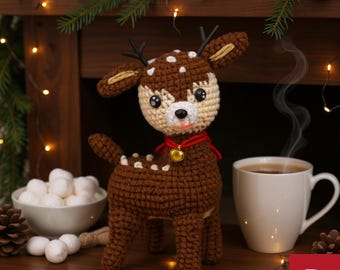 Startpakket gehaakt rendier, eenvoudig kerst haken, zelfstudie kerstman haken, haken voor beginners, knutselsets voor volwassenen
