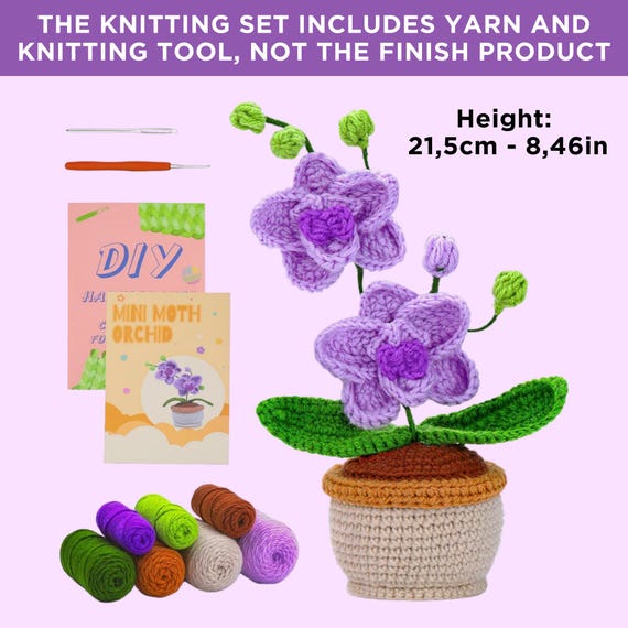 Kit Uncinetto Per Principianti Bell Orchid - Con Video Tutorial Per Piante Grasse Fai Da Te - Foto 4