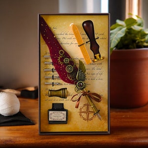 Antiker Füllfederhalter, Federfeder mit Tinte, Kalligraphie-Set, Feder Füllfederhalter, Wachs-Siegelstempel, Geschenke für Schriftsteller