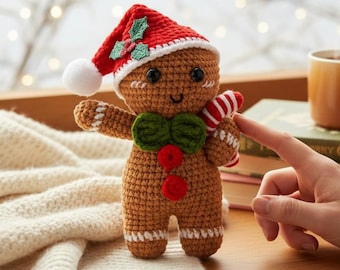 Easy Crochet Gingerbread Man, Christmas Crochet Starters Kit, Crochet Santa Claus Tutorial, Beginner Crochet, Craft Kits For Adults