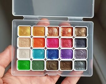 Pearlescent Gouache Pigment Set, 20 Colors, Watercolor Palette