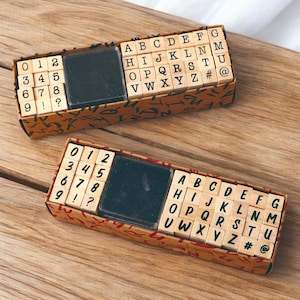 Set di timbri con lettere dell'alfabeto, timbri con numeri, set di timbri con alfabeto, timbri in gomma di legno, tampone di inchiostro, kit per scrapbooking - 40 pezzi