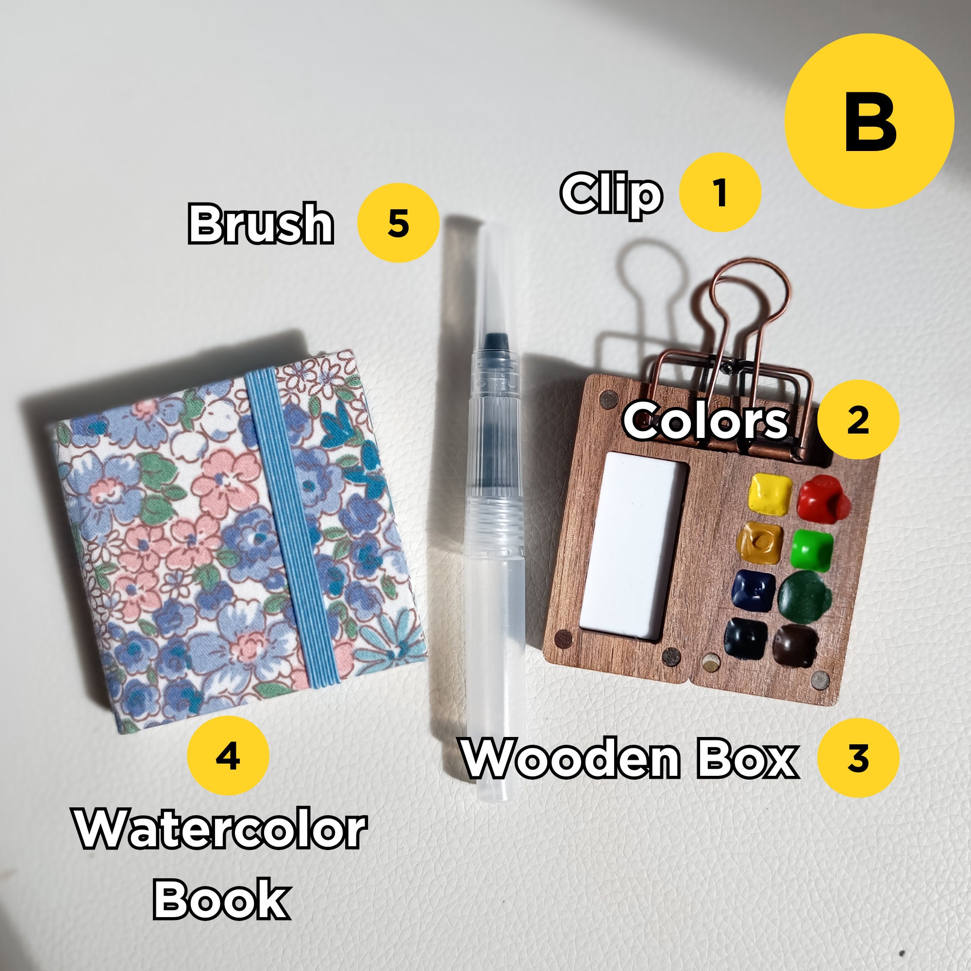 Mini Coffret Aquarelle Voyage – Palette Bois, Carnet De Croquis Et Pinceau Pour Peindre En Extérieur