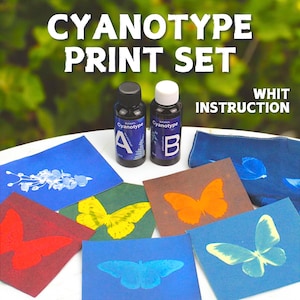 Kit cianotipo, stampa solare, set cianotipo fai da te facile, kit artigianali per adulti, kit stampa solare, fotografia creativa, stampa blu