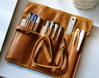 Rolling Pen Case, Roll Up Pencil Case, Leather Pen Case, Leather Pencil Case, Fountain Pen Case, Pencil Organizer