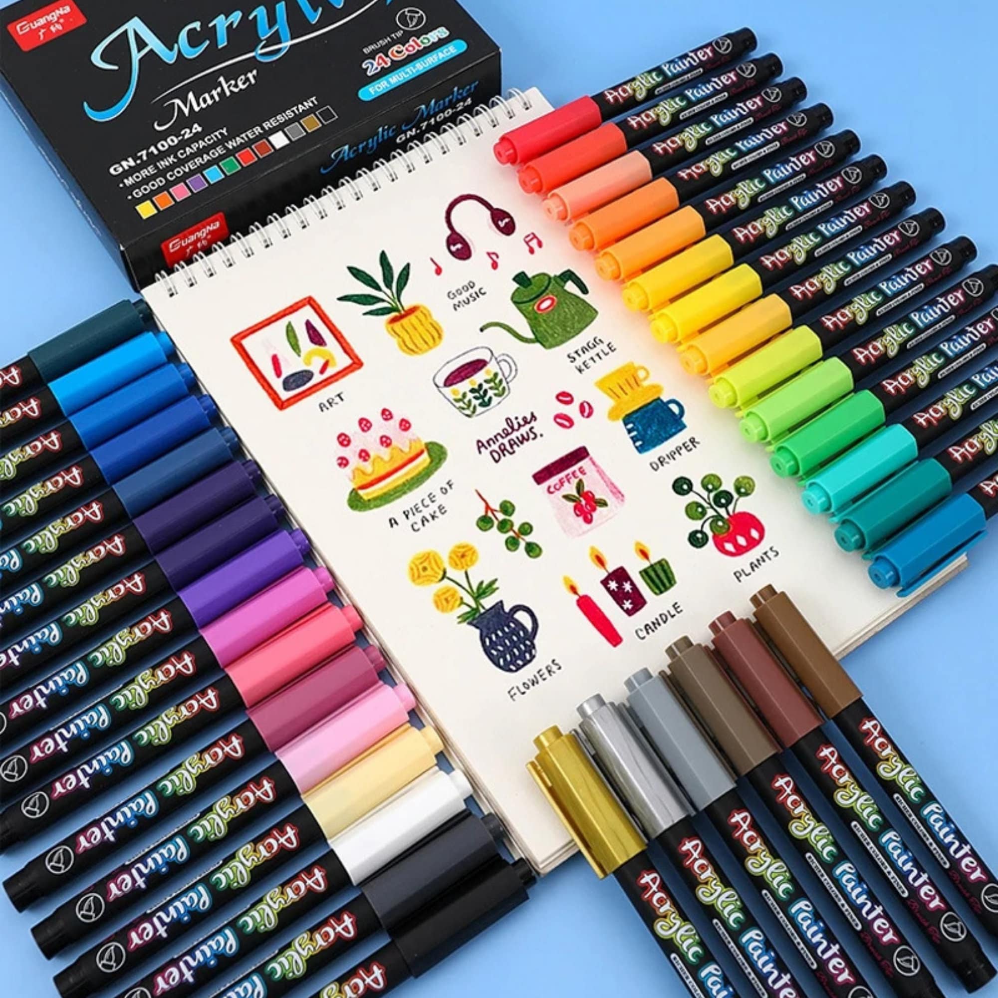 Grabie Acrylic Paint Pens, Acrylic Paint Markers, 28 Colors, 0.7