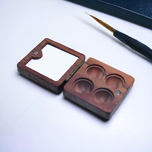Houten aquarelpalet, miniverfpalet, reisaquarelpalet, aquarelbenodigdheden, ga tekenen, gouachepalet