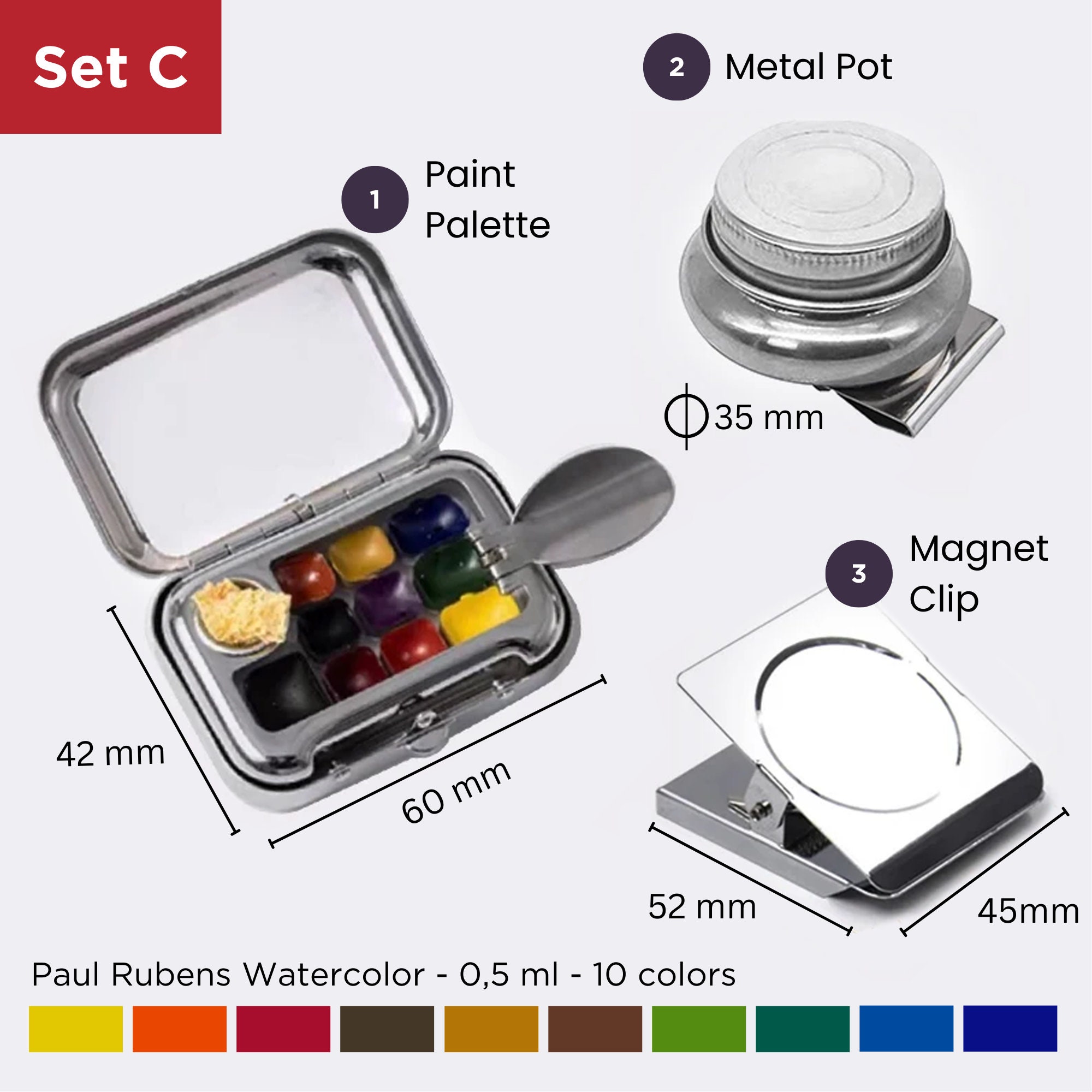 Swpato Reise-Aquarellpalette – Keramik-Palette Mit 9 Mulden & Metallbox, Tragbar Für Unterwegs